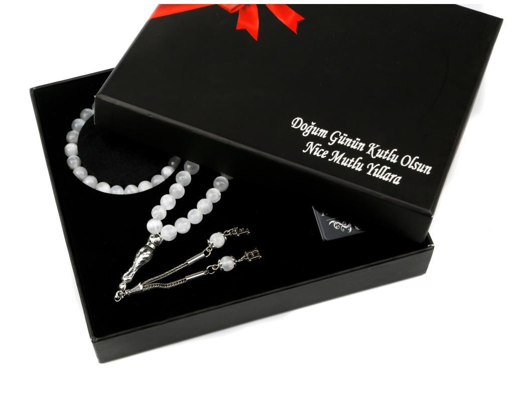 Kişiye Özel Tesbih - Çakmak - Bileklik Seti Özel Kutulu