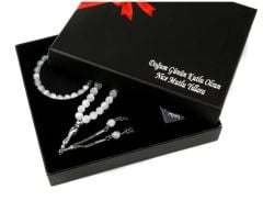 Kişiye Özel Tesbih - Çakmak - Bileklik Seti Özel Kutulu