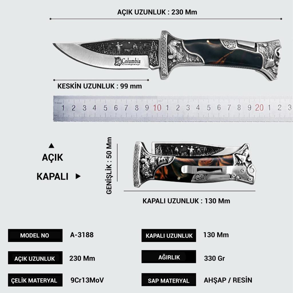 İsme Özel Kamp Outdoor BABA ÇAKI Ahşap Gövde
