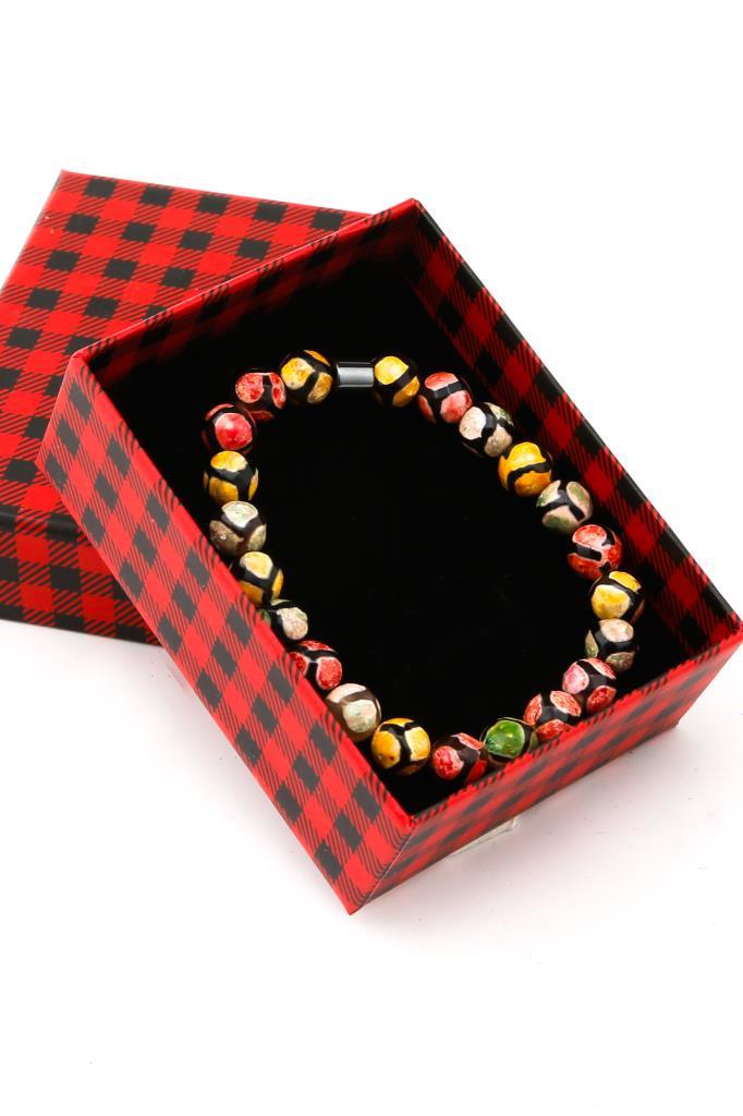 Tibet Akik Doğal Taş bileklik ve Kutusu