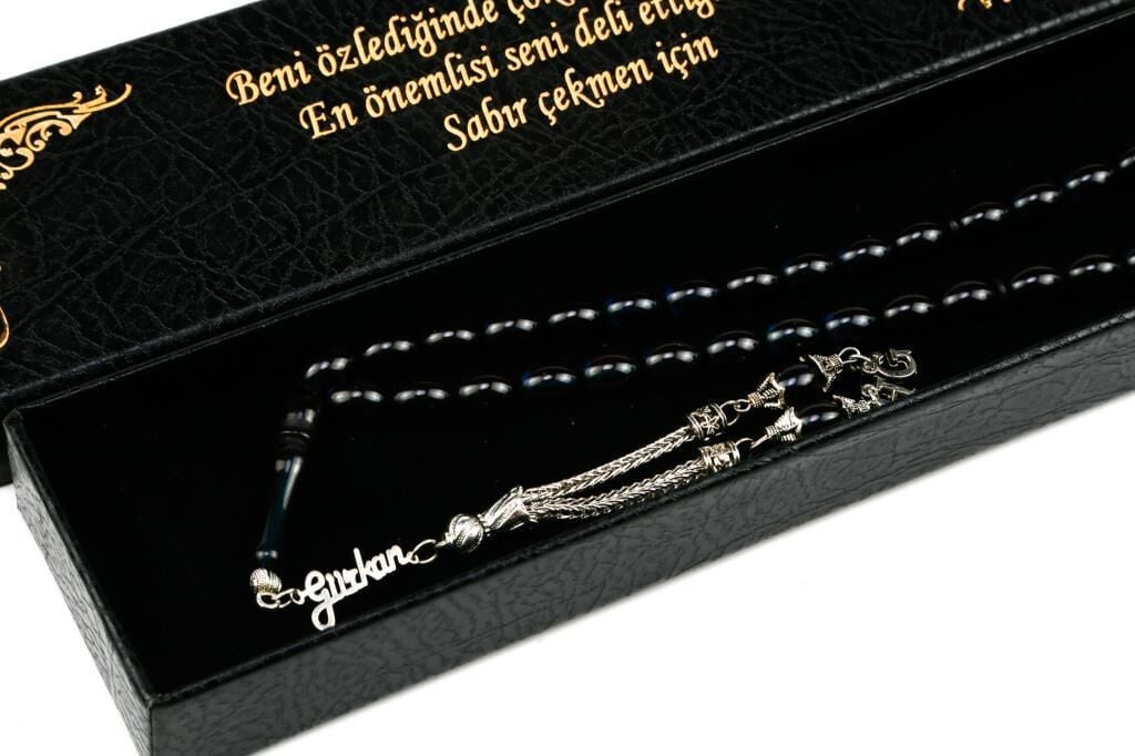 Gümüş İsimli Sıkma Kehribar Tesbih