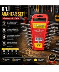 Kalemhane 8 parça Açık Ağız Anahtar Seti Yüksek Kalite
