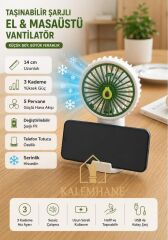 Kalemhane Kişiye Özel Mini El Fanı- 3 Kademeli 5 pervaneli Turbo Güç Yeşil Avakado