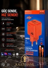 Kalemhane ACL  Gan 45w Çift Giriş Hızlı Şarj Başlığı ve Kablo