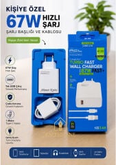 Kalemhane ACL 67W Turbo Hızlı Şarj Başlığı Çıkış Typ-c - Usb Giriş ve Kablo 3.4A 1m