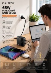 Kalemhane FULLTECH Güç Sende Gan Teknoloji Masaüstü 65w 4 Lü Port  Hızlı Şarj Cihazı Adaptör