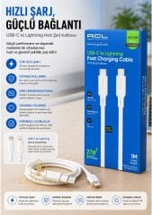 Kalemhane ACL 27w Typ c İphone (Lightning)Giriş 1m Hızlı Şarj Kablosu