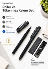 Mat Siyah Kişiye Özel Lüks Kutulu Roller ve Tükenmez Kalem Seti