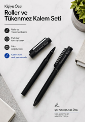 Mat Siyah Kişiye Özel Lüks Kutulu Roller ve Tükenmez Kalem Seti