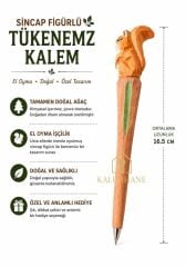 Kalemhane Kişiye Özel El Oyma İşçilik Özel Yapım Tükenmez Kalem Sincap Figürlü
