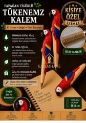 Kalemhane Kişiye Özel El Oyma İşçilik Özel Yapım Tükenmez Kalem Papağan Figürlü
