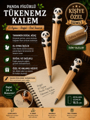 Kalemhane Kişiye Özel El Oyma İşçilik Özel Yapım Tükenmez Kalem Panda Figürlü