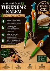 Kalemhane Kişiye Özel El Oyma İşçilik Özel Yapım Tükenmez Kalem Tavus Kuşu Figürlü