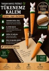 Kalemhane Kişiye Özel El Oyma İşçilik Özel Yapım Tükenmez Kalem Tavşan Figürlü