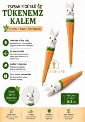 Kalemhane Kişiye Özel El Oyma İşçilik Özel Yapım Tükenmez Kalem Tavşan Figürlü