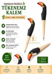 Kalemhane Kişiye Özel El Oyma İşçilik Özel Yapım Tükenmez Kalem Papağan Figürlü