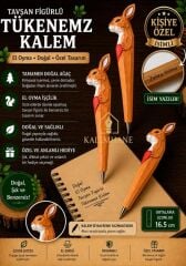 Kalemhane Kişiye Özel El Oyma İşçilik Özel Yapım Tükenmez Kalem Tavşan Figürlü