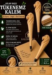 Kalemhane Kişiye Özel El Oyma İşçilik Özel Yapım Tükenmez Kalem Aslan Figürlü