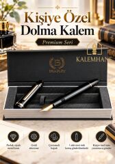 Kişiye Özel Premium Parlak Siyah Gold Detaylı Dolma Kalem