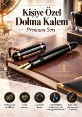 Kişiye Özel Premium Parlak Siyah Gold Detaylı Dolma Kalem