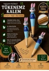Kalemhane Kişiye Özel El Oyma İşçilik Özel Yapım Tükenmez Kalem Tavşan 2  Figürlü