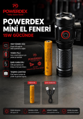 Kalemhane  Mini El Feneri – 15W Gücünde, Yedek Şarj Edilebilir Pil