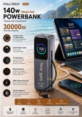 Kalemhane FULLTECH  Kişiye Özel 140w Hızlı Şarj 30. 000 Mah. Telefon, Tablet,Laptop,Notbook Şarj Edebilen Powerbank