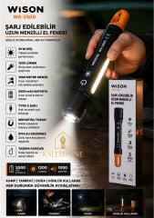 Kalemhane WISON WS-3500 Şarj Edilebilir Uzun Menzilli El Feneri