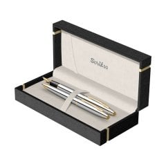 İkili Set Dolmakalem - Tükenmezkalem Noble 35 Gold Krom