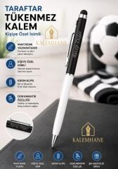 Kalemhane Kişiye Özel Taraftar Tükenmez Kalem Kutulu ve Dokunmatik Özellik Siyah Beyaz