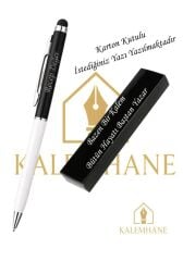 Kalemhane Kişiye Özel Taraftar Tükenmez Kalem Kutulu ve Dokunmatik Özellik Siyah Beyaz