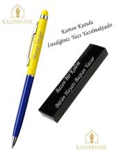 Kalemhane Kişiye Özel Taraftar Tükenmez Kalem Kutulu ve Dokunmatik Özellik- Sarı Lacivert