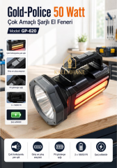 Kalemhane Gold-Police GP-620 50 Watt Çok Amaçlı El Feneri ve Alet Seti