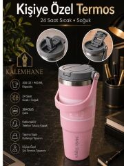 Kişiye Özel Termos – 900 ML 24 Saate Kadar Sıcak ve Soğuk Tutma (PEMBE)