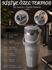 Kişiye Özel Termos – 900 ML 24 Saate Kadar Sıcak ve Soğuk Tutma (GRİ)