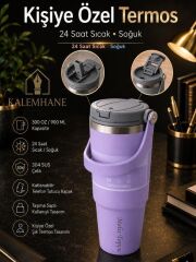 Kişiye Özel Termos – 900 ML 24 Saate Kadar Sıcak ve Soğuk Tutma (LİLA)