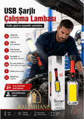 Kalemhane WATTON SB Şarjlı COB LED Askı Kancalı Büyük Boy Çalışma Lambası