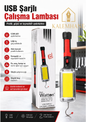 Kalemhane WATTON SB Şarjlı COB LED Askı Kancalı Büyük Boy Çalışma Lambası