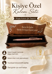 Kalemhane Kişiye Özel İsimli Ahşap Kutulu Dokunmatik Tükenmez Kalem Hediye Seti