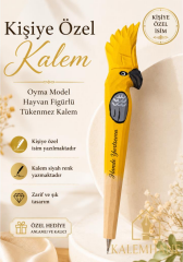 Kalemhane Kişiye Özel İsimli Oyma Model Papağan Figürlü Tükenmez Kalem – Özel Hediye