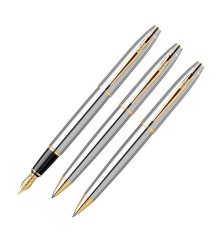 Scrikss Marka Gold Krom 3 lü Kalem Seti Lüks Deri Kutuda ( ömür boyu garantili )