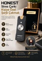 HONEST Stres Çarklı Kişiye Özel Şarjlı Çakmak – Elektrikli Rezistanslı, USB Şarjlı, Lüks Kutulu