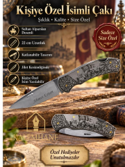 Kalemhane Kişiye Özel Sultan Alparslan Desenli Katlanabilir Çakı