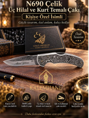 Kalemhane Kişiye Özel Üç Hilal Ve Kurt Temalı N690 Çakı