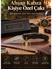 Kalemhane Kişiye Özel İsimli Ahşap Kabzalı Katlanabilir Çakı 22 cm