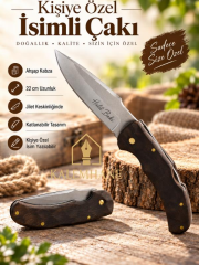 Kalemhane Kişiye Özel İsimli Ahşap Kabzalı Katlanabilir Çakı 22 cm