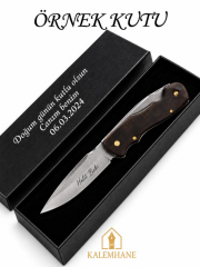 Kalemhane Kişiye Özel İsimli Ahşap Kabzalı Katlanabilir Çakı 22 cm