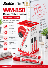 12 Adet Kırmızı Renk, Beyaz Tahta Kalemi – Yuvarlak Uç 1,8-2,2 mm, Silinebilir ve Tekrar Doldurulabilir