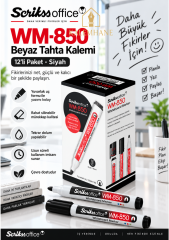 Kalemhane 12 Adet Siyah Renk, Beyaz Tahta Kalemi – Yuvarlak Uç 1,8-2,2 mm, Silinebilir ve Tekrar Doldurulabilir