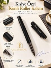 Kalemhane Kişiye Özel İsimli Mat Siyah Roller Kalem – Özel Yazılı Hediyelik Kutulu